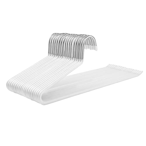 Songmics 20-pack bukser bøjler, metal tørklæde bøjler, skridsikre, krombelagt, 38 x 13 cm, hvid CRI004WT-20