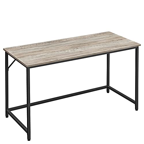 Vasagle Desk, Computer Desk, Slim Office Desk, 140 x 60 x 75,7 cm, studielokale, hjemmekontor, kontor, let samling, stål, industriel design, greige-so