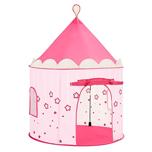 Songmics Princess Castle Play Telt til piger småbørn, indendørs og udendørs playhouse, bærbar pop up play teepee, gave til børn, lyserød LPT01PK